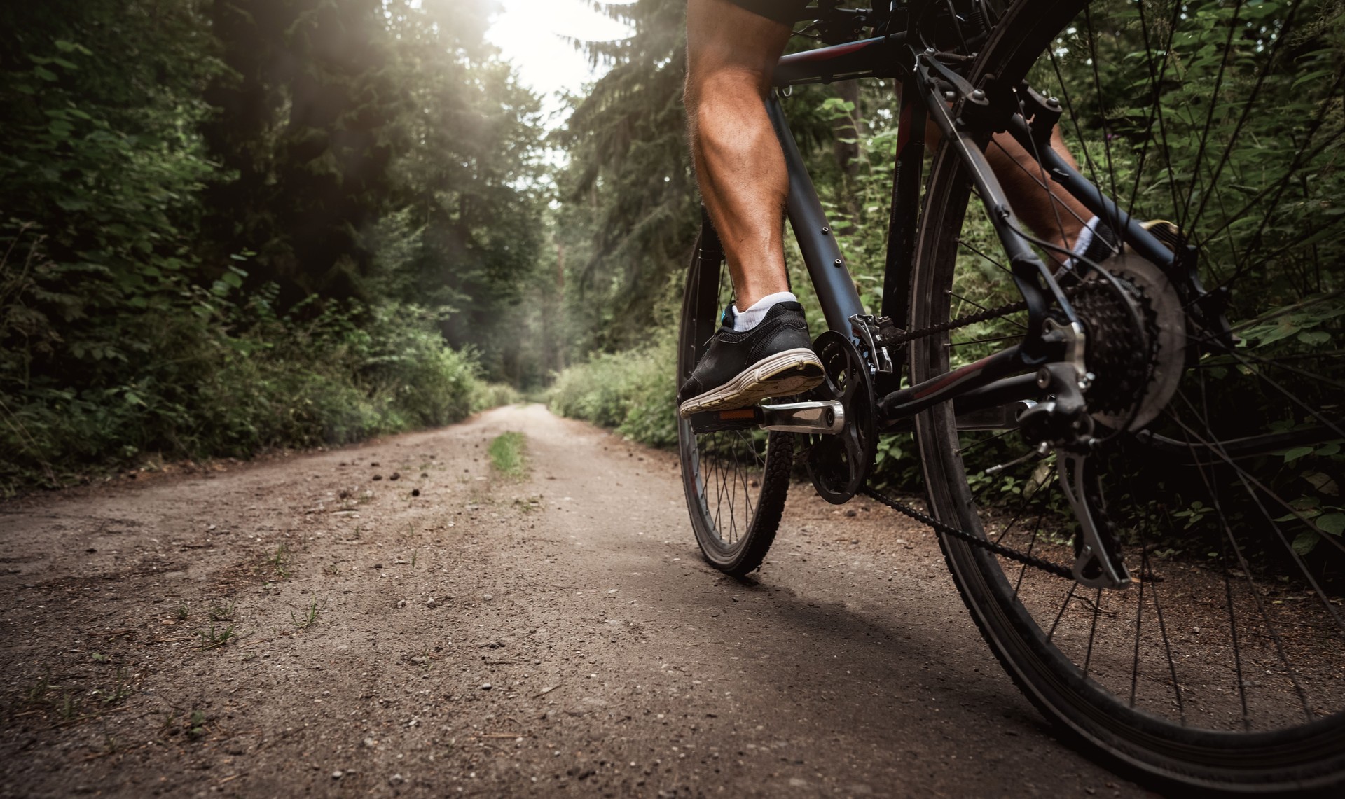 Close up of a biker on a bike